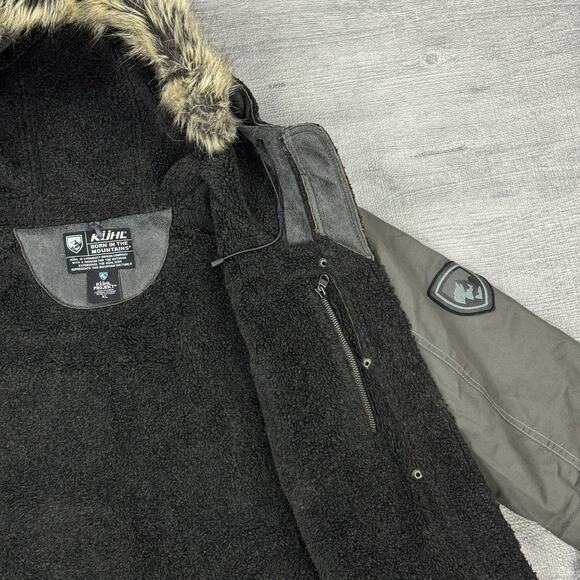 Kuhl Arktik Jacket Parka Projekt Women XL Carbon GRAY Waxed Body FLEECE LINED - Picture 5 of 16